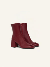1pcs RELIQUAT 220€ / Bottines héritage en cuir - Groseille foncé