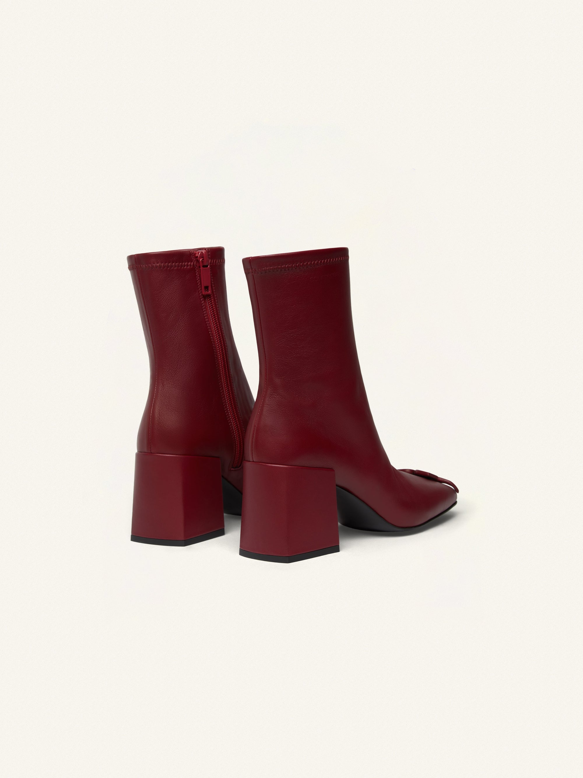 1pcs RELIQUAT 220€ / Bottines héritage en cuir - Groseille foncé