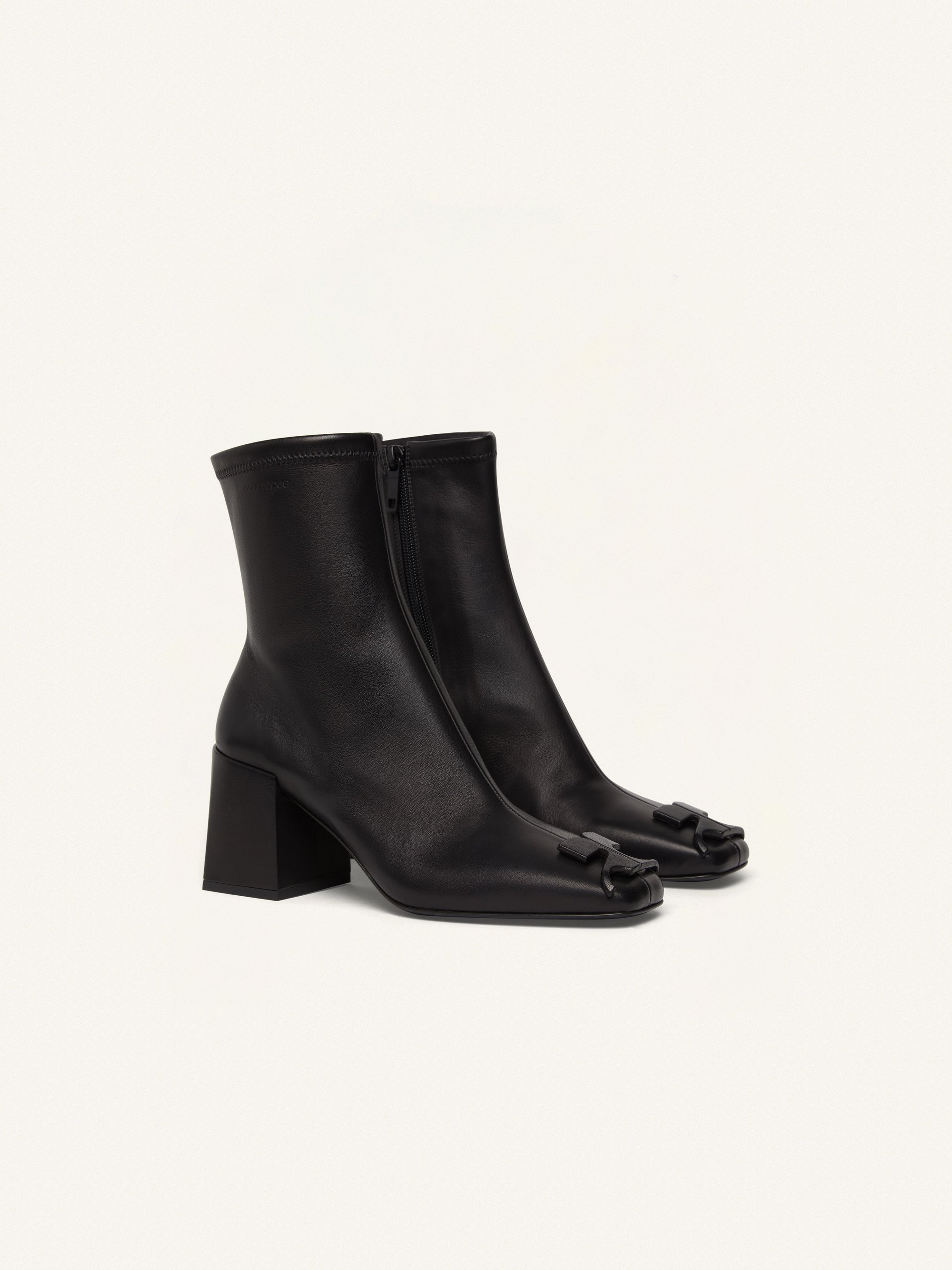 1pcs NEW / BOTTINES HÉRITAGE EN CUIR STRETCH - Black