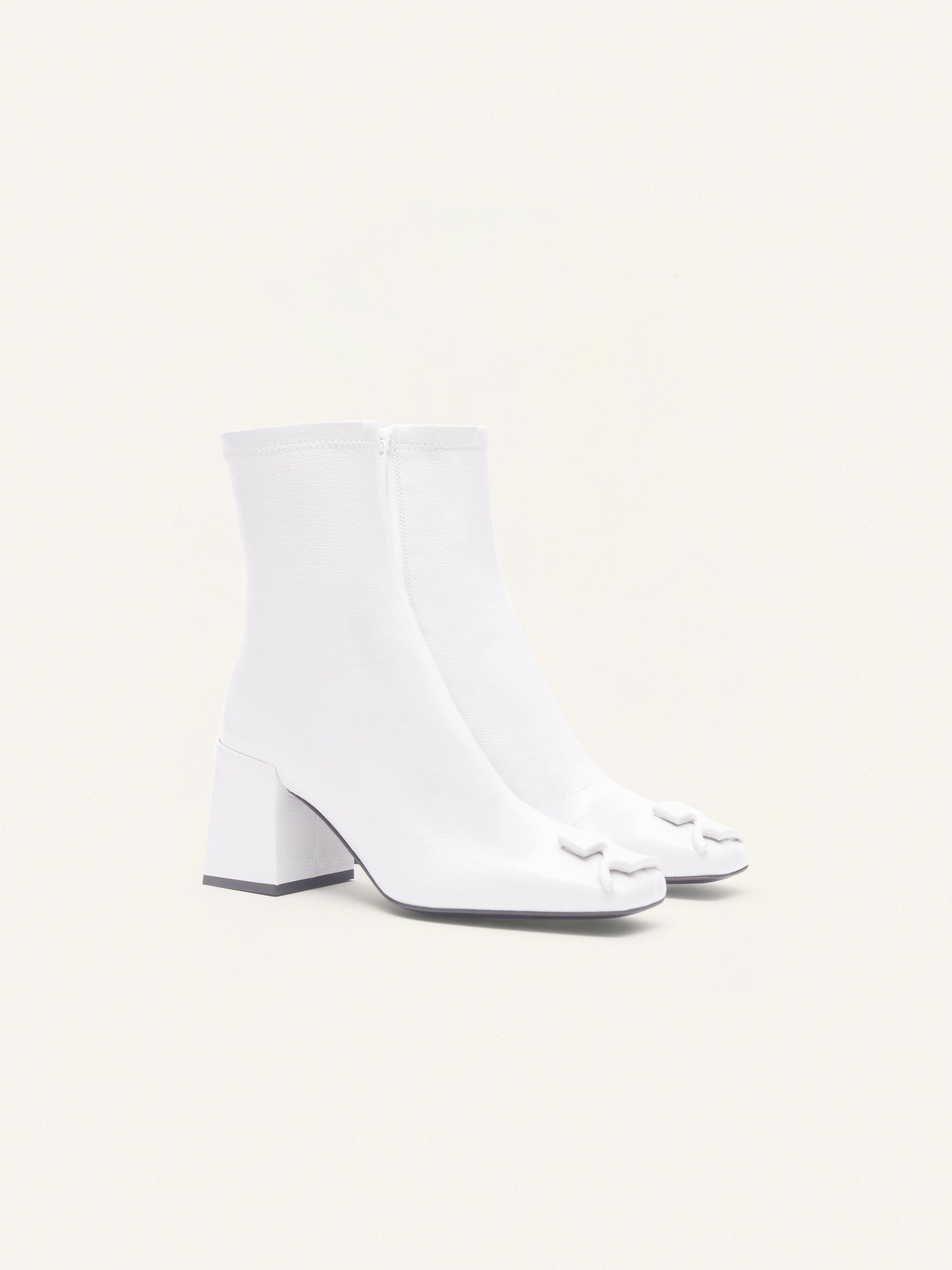 5pcs NEW / BOTTINES HÉRITAGE EN VINYLE STRETCH  - Dirty White