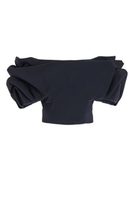 Erwan Top en noir soie laine cady