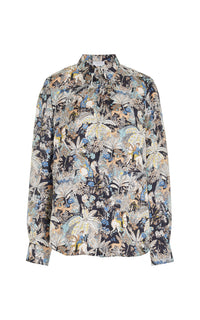 Blue Multi / Chemise Henri en soie - Blue Multi
