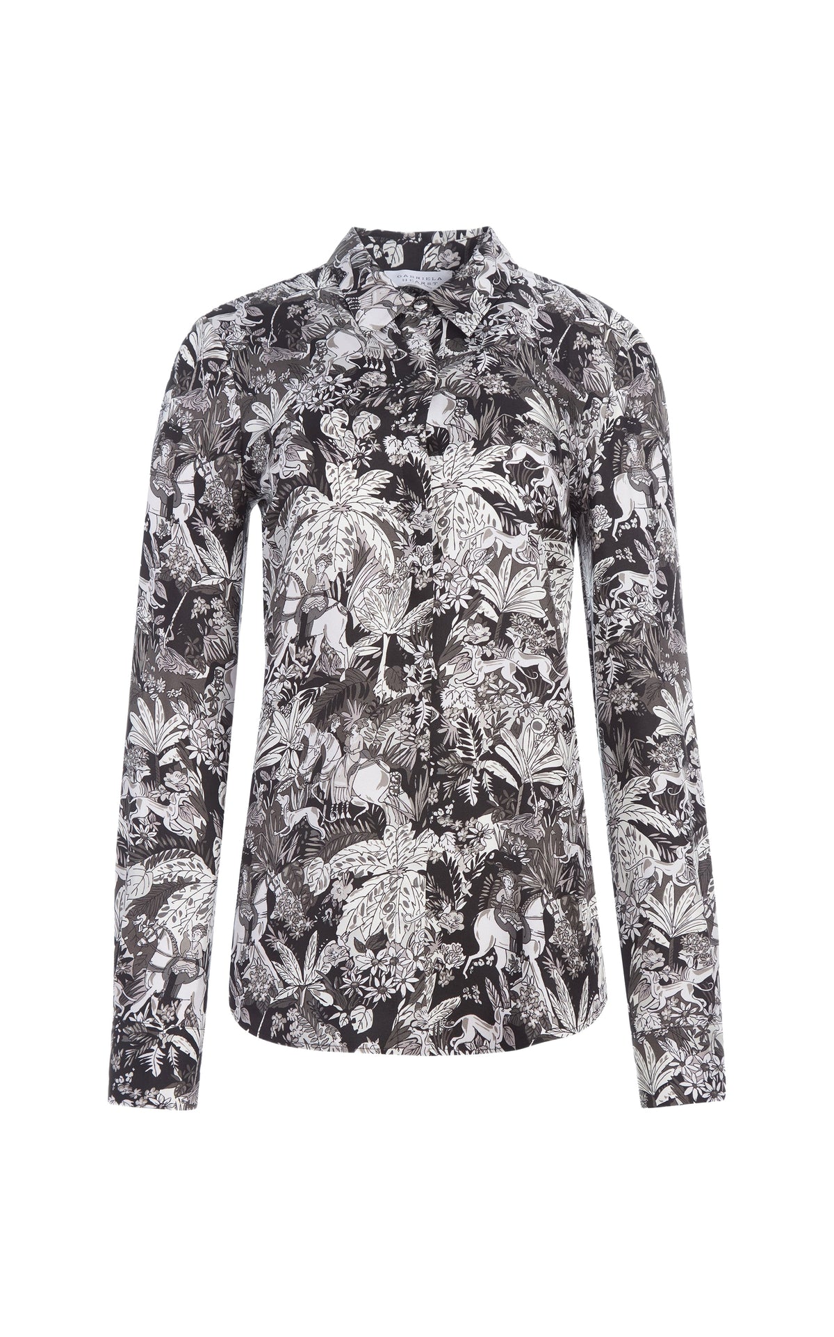 Grey Scale W & Grey / Chemise Henri en soie - Grey Scale W & Grey
