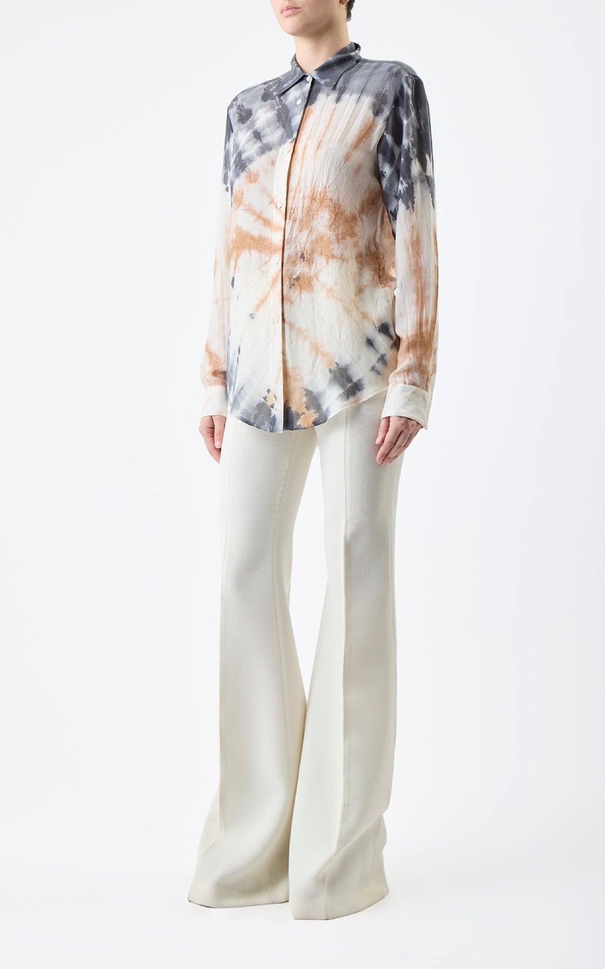 Ferrara Shirt en camel multicolore double face cachemire