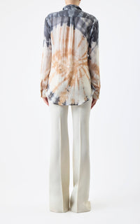 Ferrara Shirt en camel multicolore double face cachemire