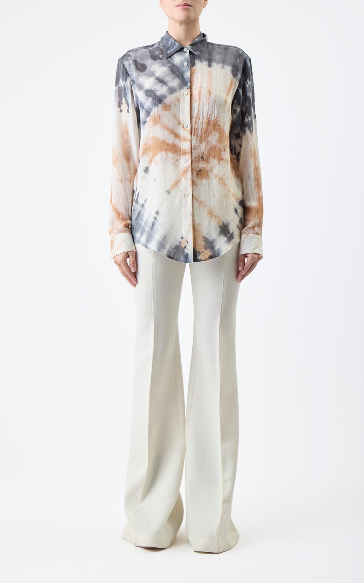 Ferrara Shirt en camel multicolore double face cachemire