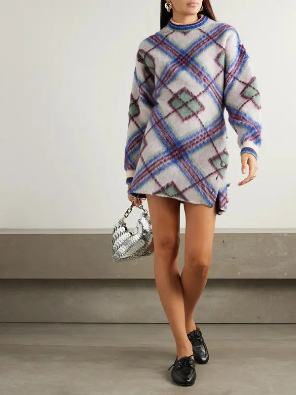 SHORT DRESS IN JACQUARD WOOL BLEND