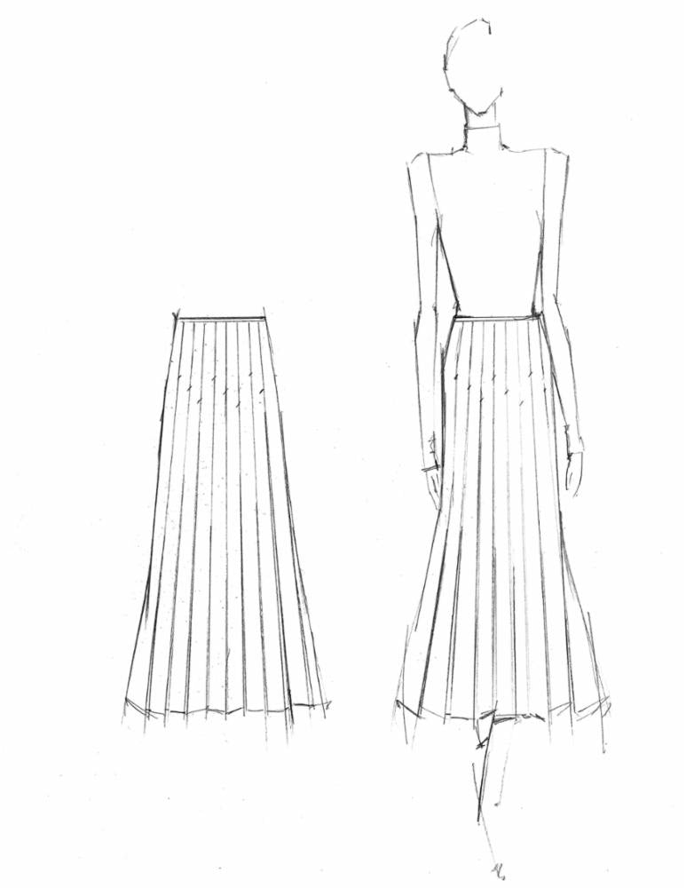 Binka Skirt en ivoire sponge laine crêpe