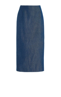 Manuela Skirt en bleu fluorite profond flammé laine lin sergé