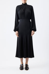 Black / Jupe Ricky en soie - Black