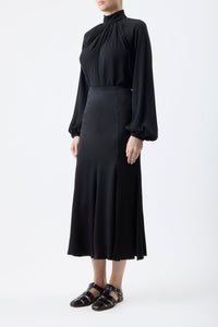 Black / Jupe Ricky en soie - Black