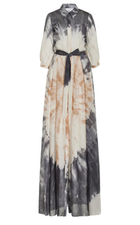 Daisy Dress en camel multicolore double face cachemire