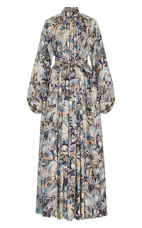 Blue Multi / Robe Cedric en soie - Blue Multi