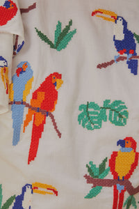 DJV_Stitched Birds Scarfs Off White Chemises & Blouses - Stitched Birds Scarfs Off White