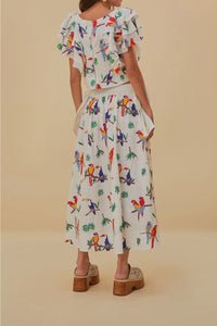 DJV_Stitched Birds Scarfs Off White Chemises & Blouses - Stitched Birds Scarfs Off White