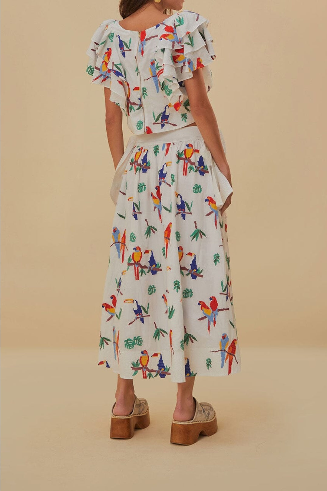 DJV_Stitched Birds Scarfs Off White Chemises & Blouses - Stitched Birds Scarfs Off White