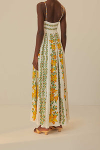 Robe longue Tropical en coton - Blanc
