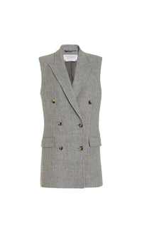 Mayte cashmere and linen blazer jacket - Light Grey Melange