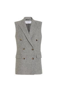 Mayte Vest en light gris chiné cachemire lin df coating