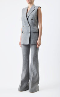 Light Grey Melange / Veste blazer Mayte en cachemire et lin - Light Grey Melange