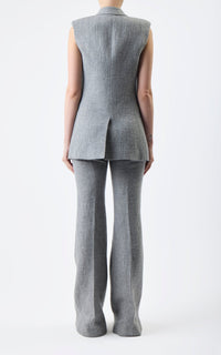 Mayte Vest en light gris chiné cachemire lin df coating