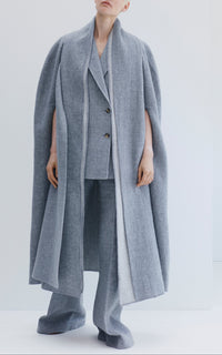 Lindlow Cape en light gris chiné cachemire lin df coating