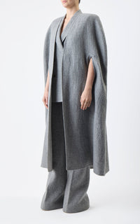 Lindlow Cape en light gris chiné cachemire lin df coating