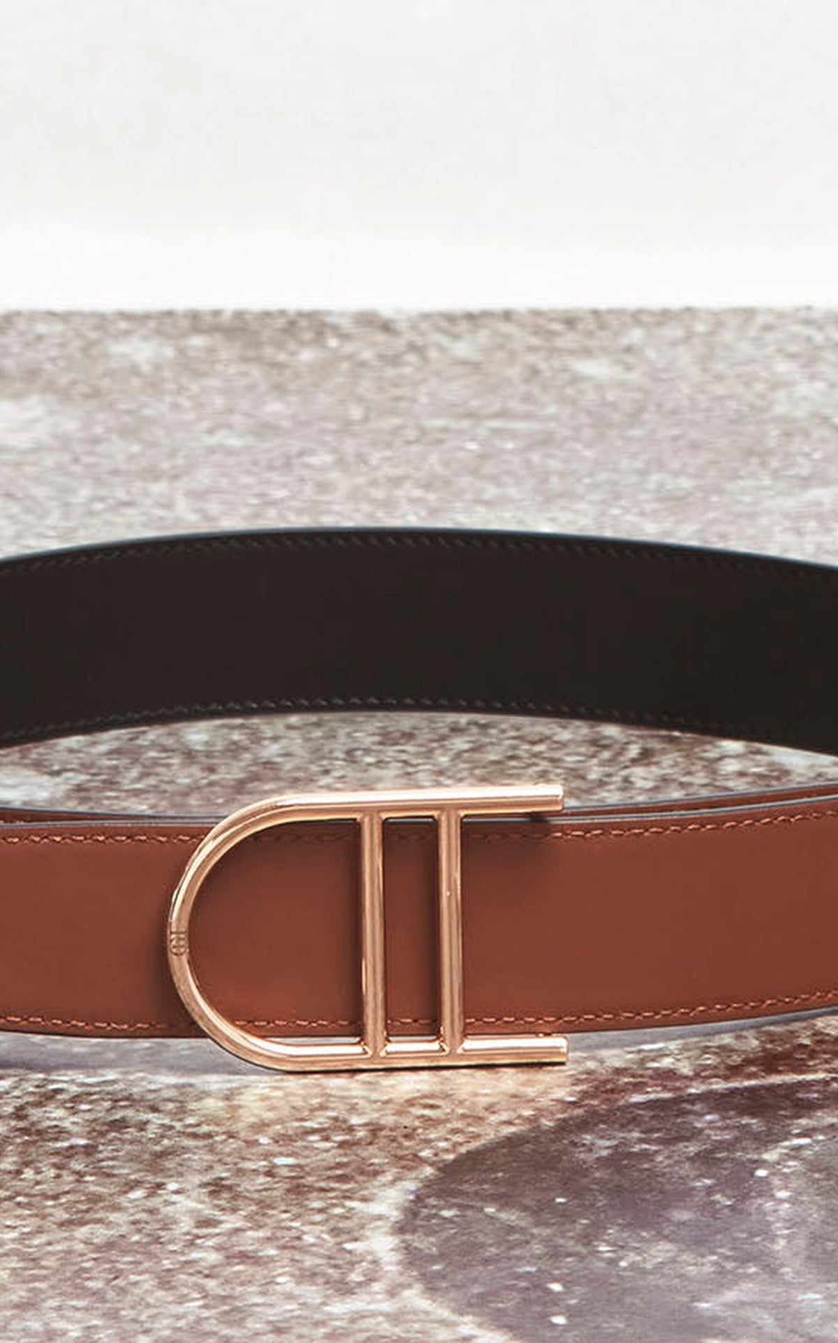 Silver & Black & Cognac / Ceinture Neala en cuir - Silver & Black & Cognac