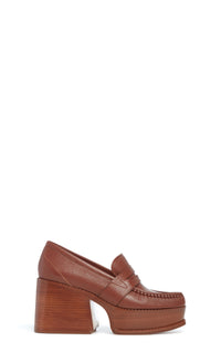 Augusta Heel en cognac cervo deerskin cuir