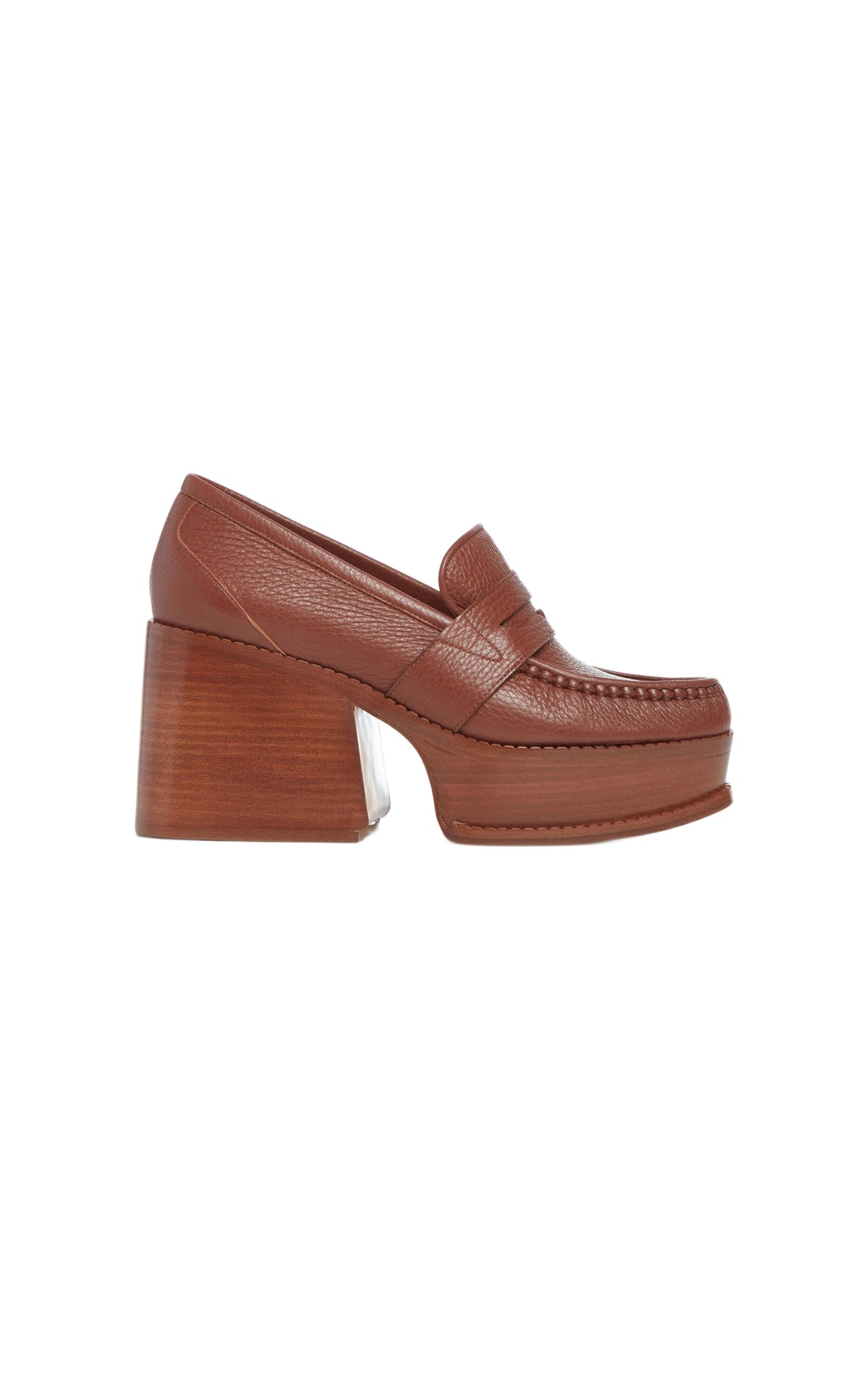 Cognac / Mocassins à talons Augusta 85 en cuir - Cognac