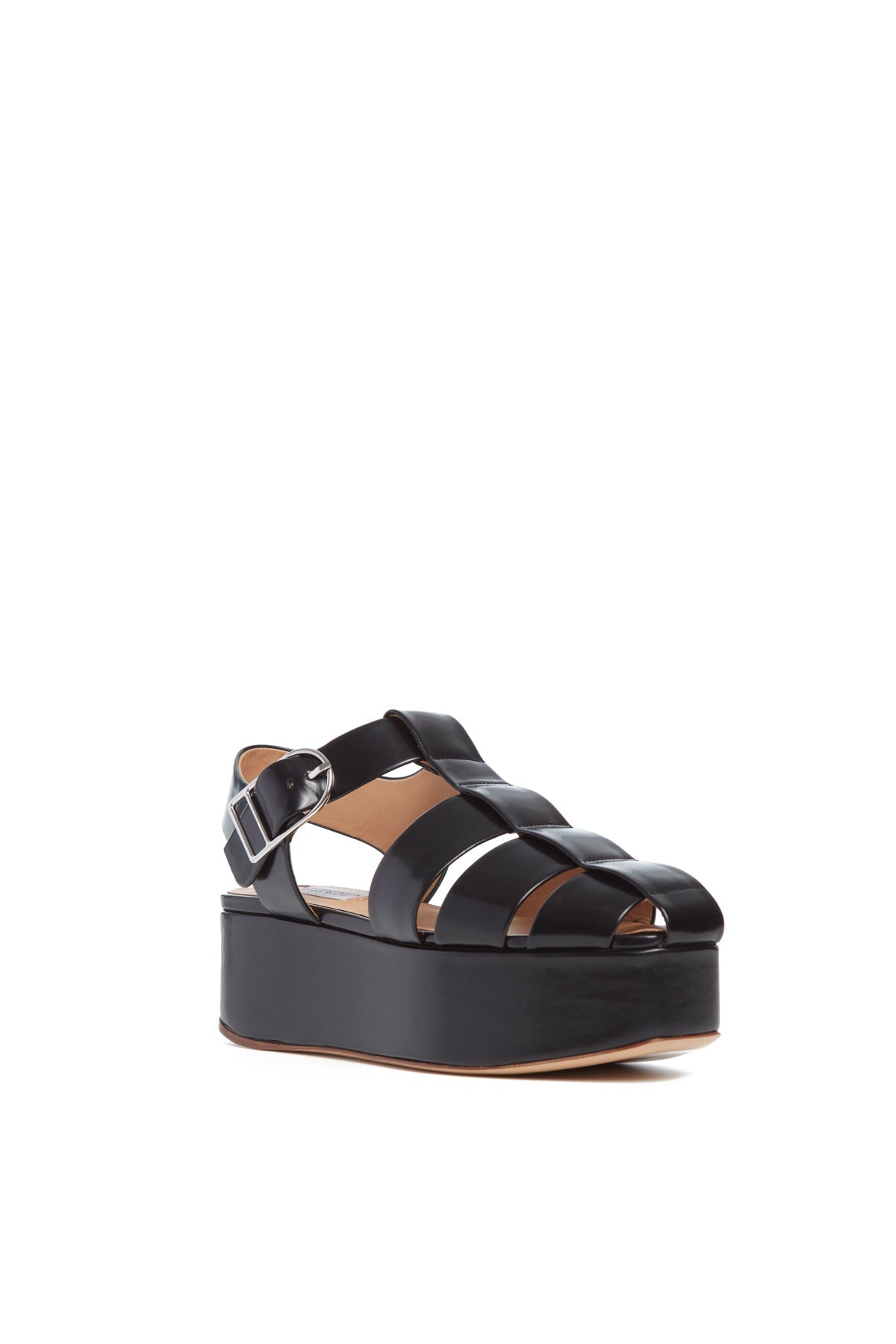 Mila Plateau Sandal en noir calf