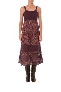 Robe midi Chelsea Garden à dentelle brodée en coton - Violet