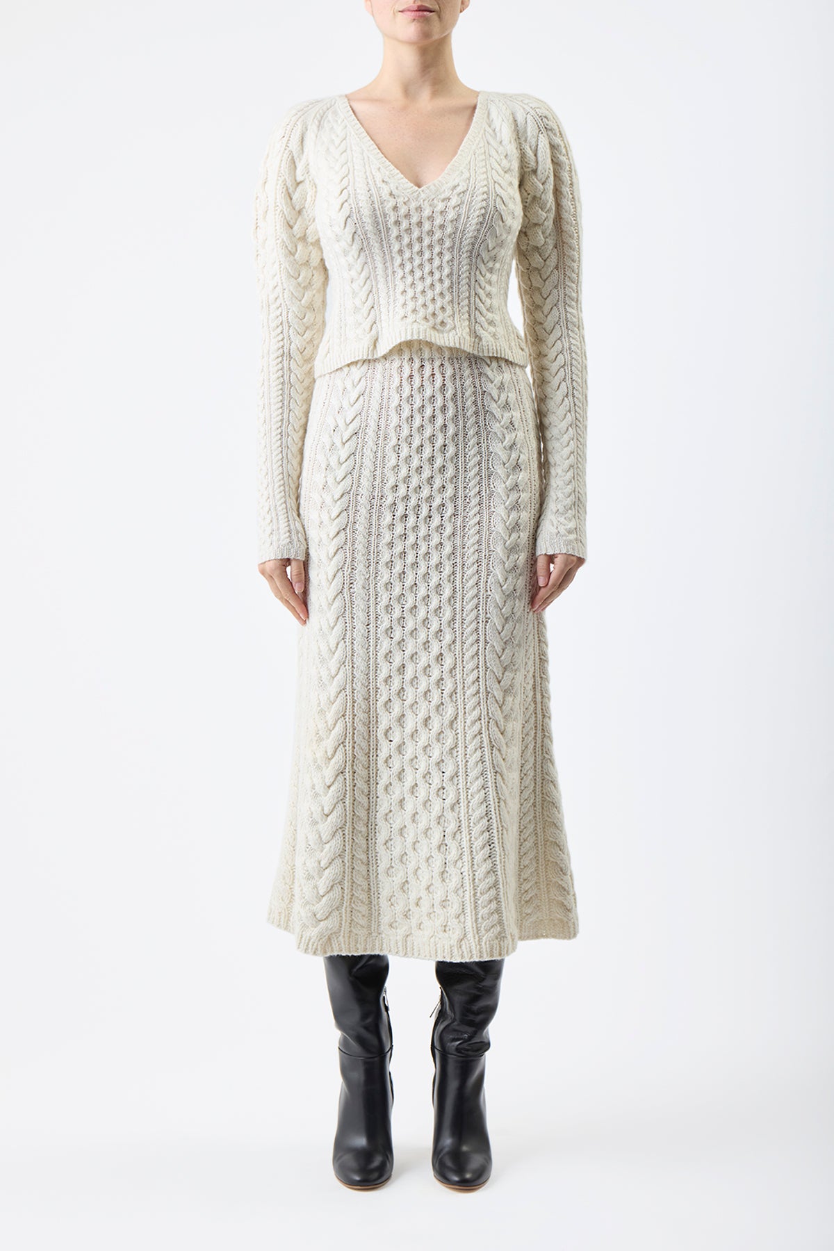 Arwel Sweater en ivoire 2/28 cachemire fil