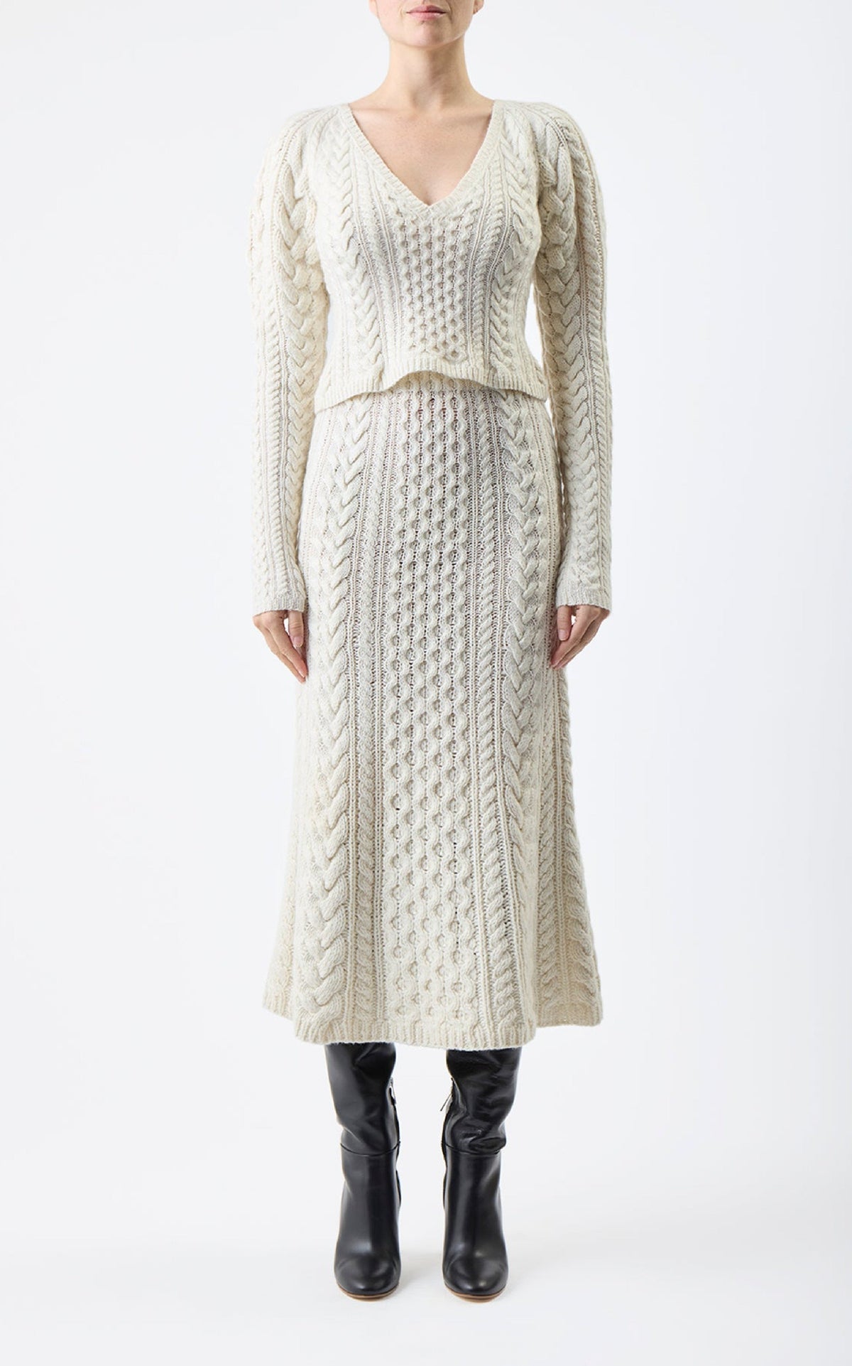 Callum Skirt en ivoire 2/28 cachemire fil