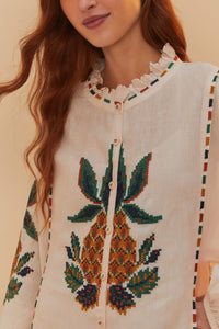 Pineapple long dress in linen - Beige