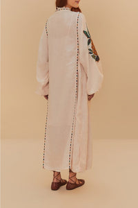 Pineapple long dress in linen - Beige