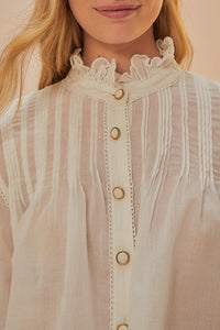 Blouse à manches longues en coton - Blanc