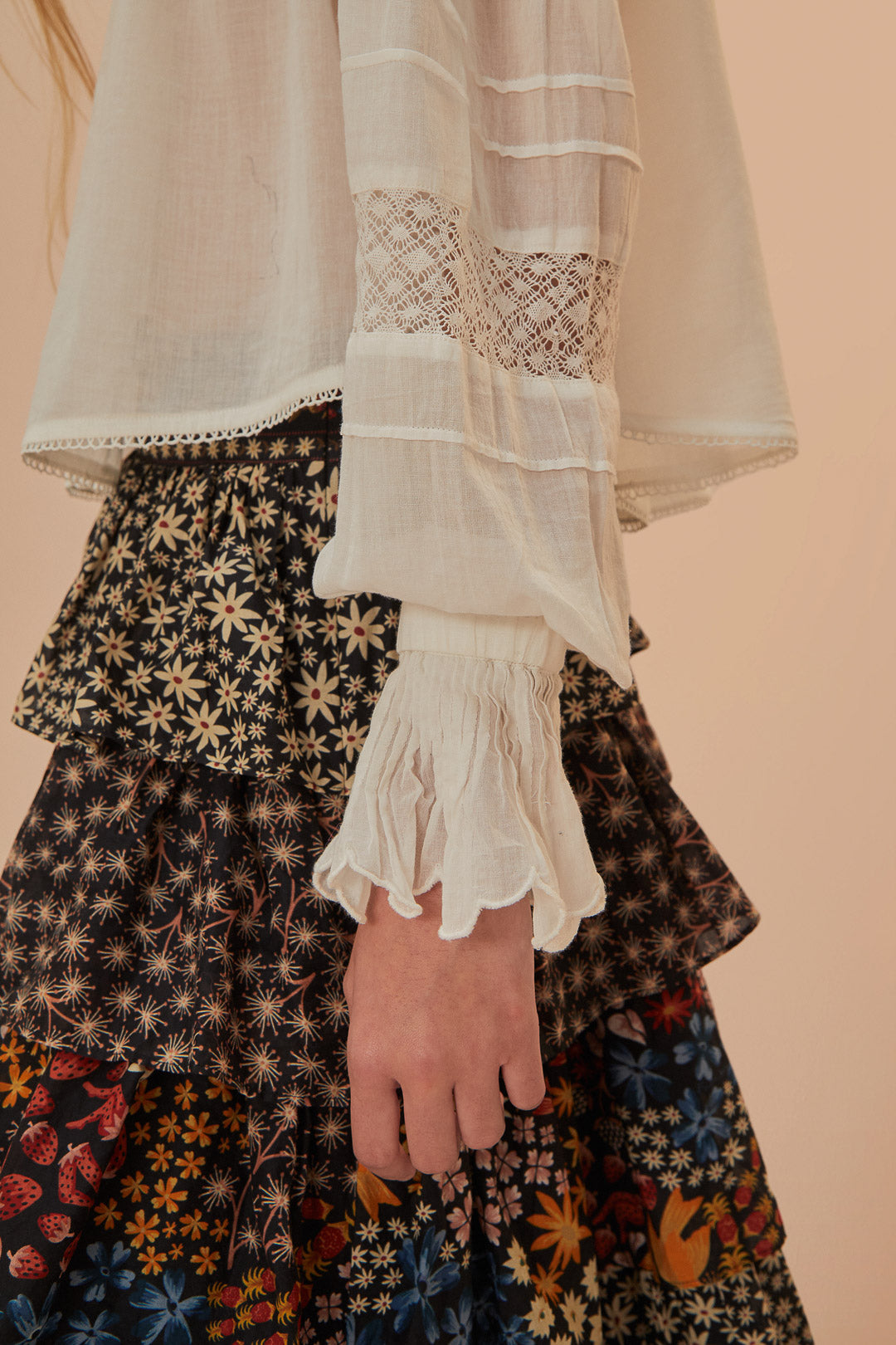 Blouse à manches longues en coton - Blanc