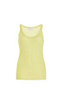 Nevin Pointelle Tank en vert adamite jaipur cachemire soie fil