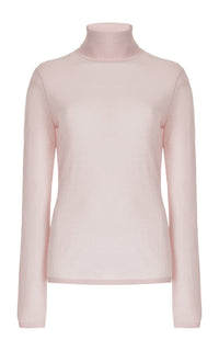 Costa Turtleneck en rose poudré jaipur cachemire soie fil