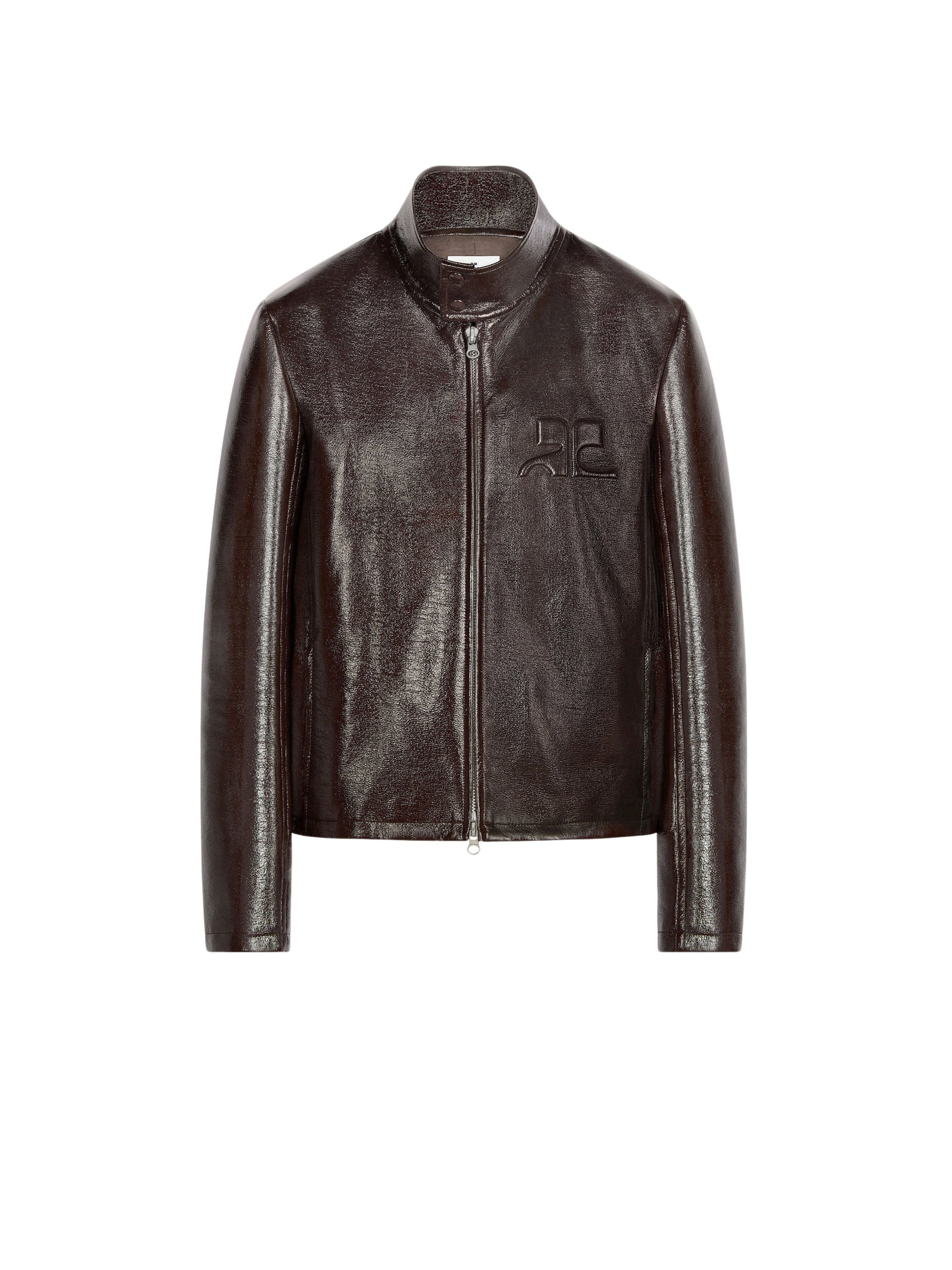 PREMIUM 29pcs NEW / VESTE BIKER ZIPPÉE EN VINYLE - Chocolate