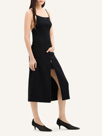 PREMIUM 30pcs NEW / JUPE MIDI TAILLEUR HÉRITAGE EN CRÊPE - Black