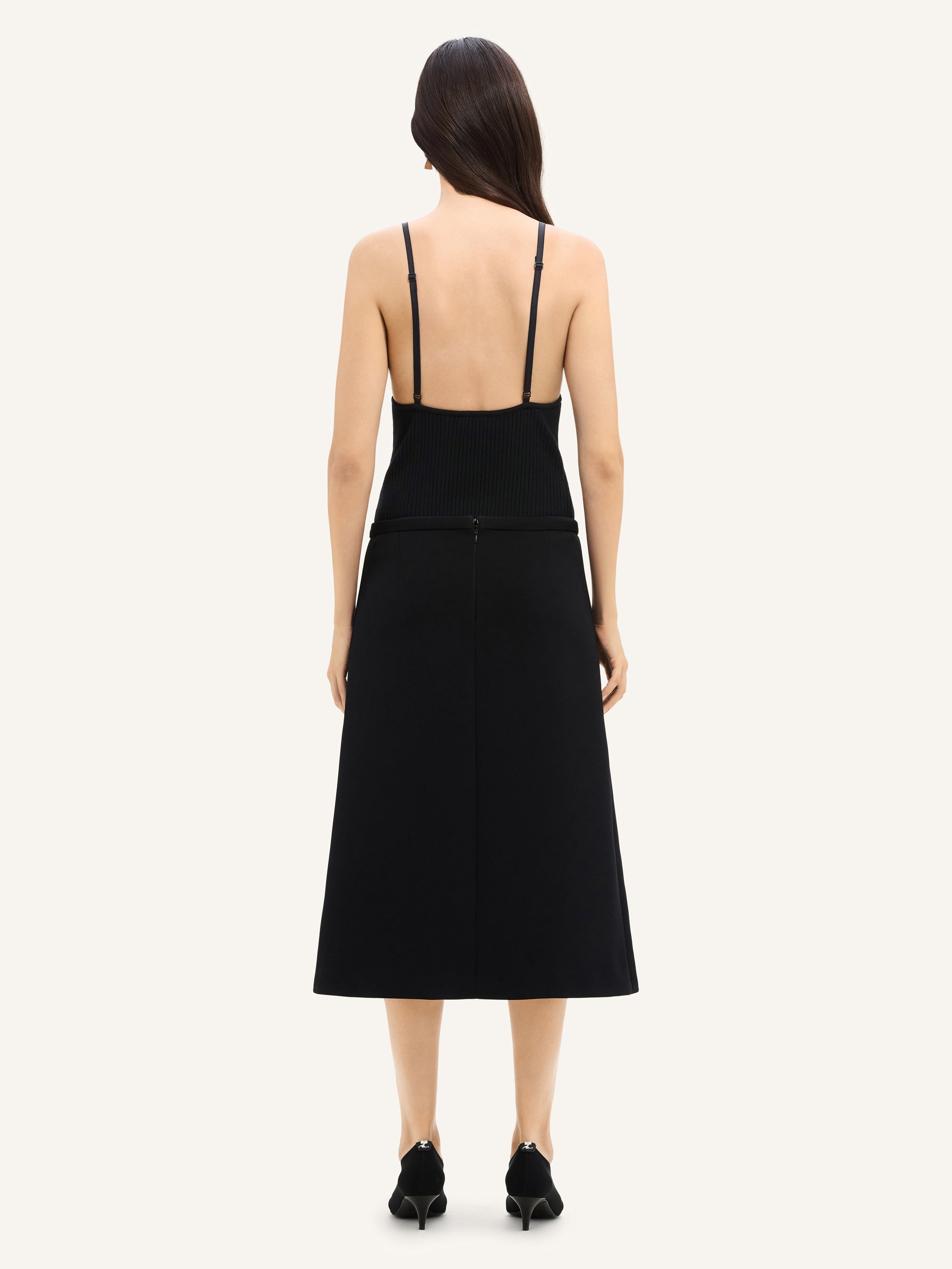 PREMIUM 30pcs NEW / JUPE MIDI TAILLEUR HÉRITAGE EN CRÊPE - Black