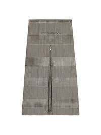 Jupe midi tailleur zippée à motifs Prince de Galles - Sand & Mud Brown