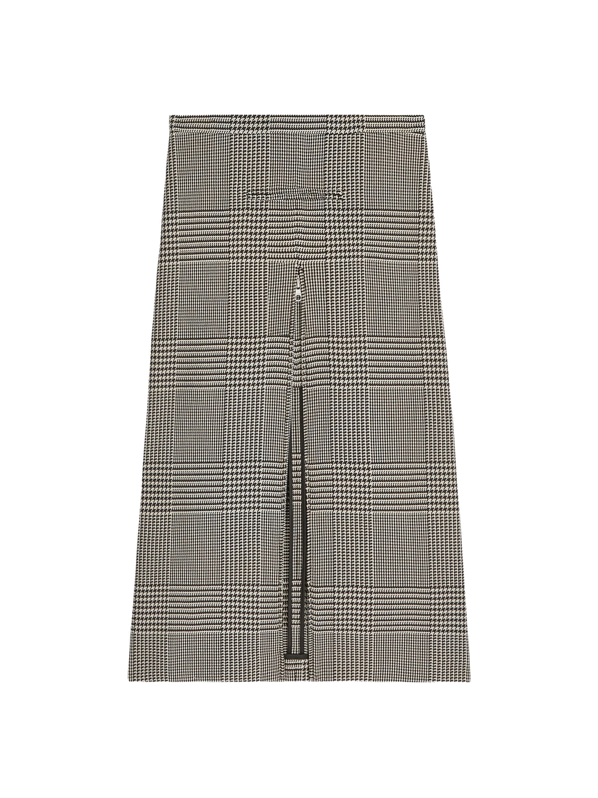 Jupe midi tailleur zippée à motifs Prince de Galles - Sand & Mud Brown