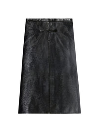 Vinyl midi skirt with zip fastening - Black