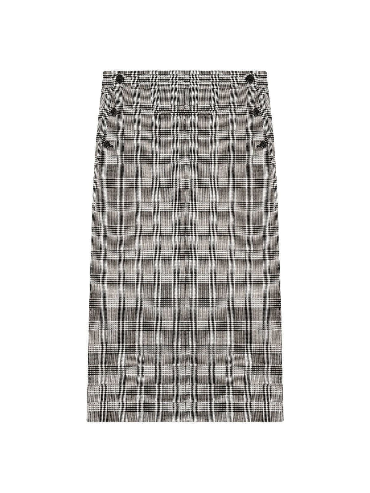 Jupe à poche frontale à motifs prince de galles en laine - Sand & Mud Brown