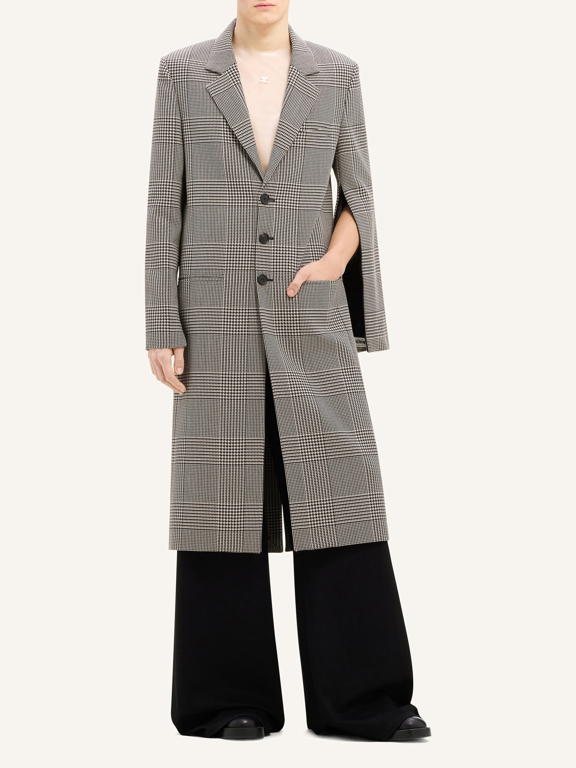 PREMIUM 8pcs NEW / MANTEAU LONG PRINCE DE GALLES - Sand & Mud Brown