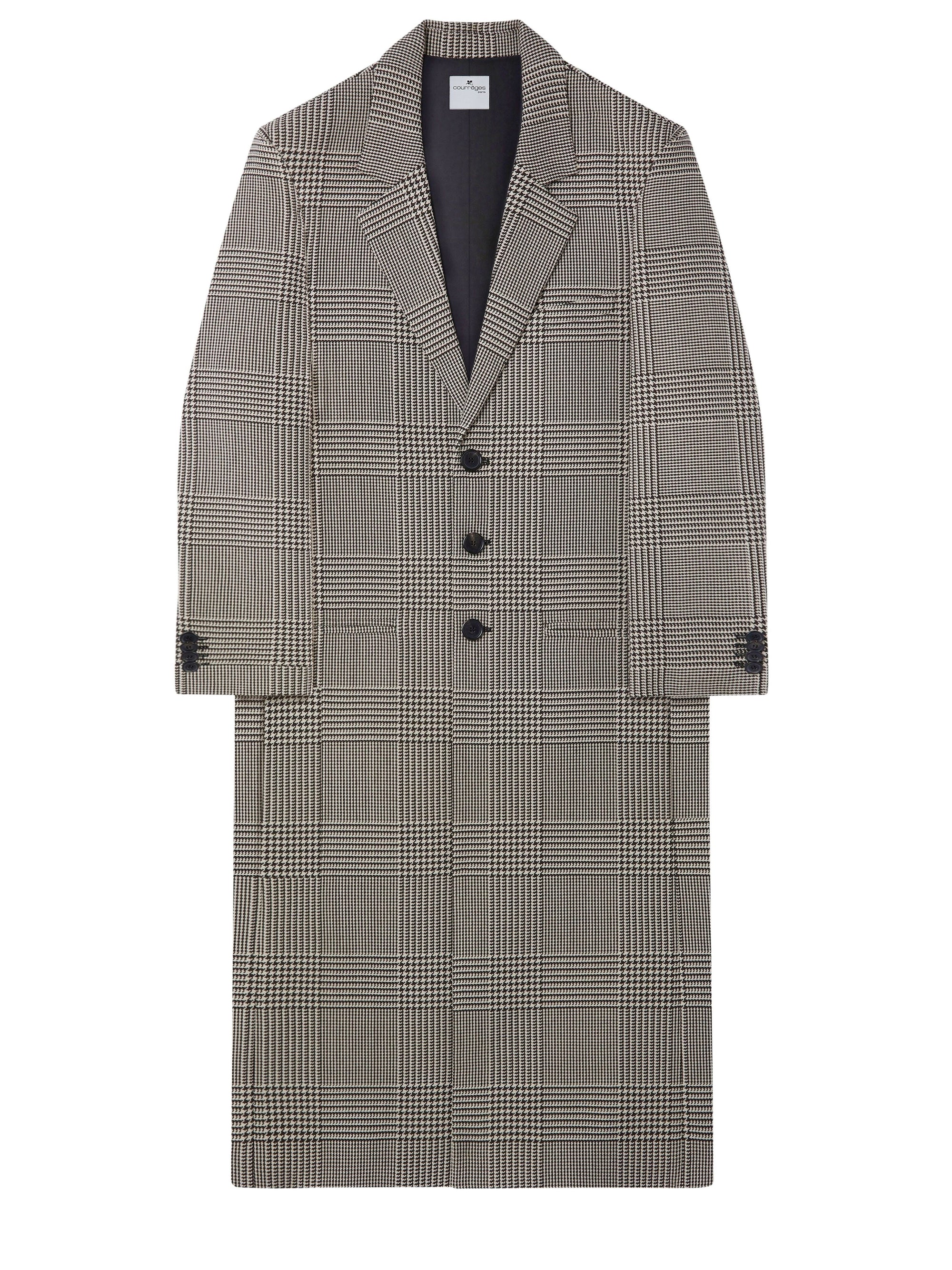 PREMIUM 8pcs NEW / MANTEAU LONG PRINCE DE GALLES - Sand & Mud Brown
