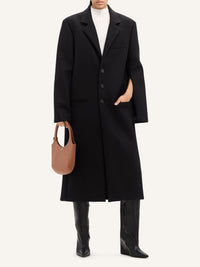 PREMIUM 17pcs NEW / MANTEAU LONG TAILLEUR EN LAINE - Black